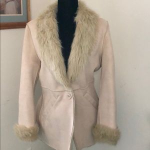 Faux suede and fur lined blazer size 4/6 small.